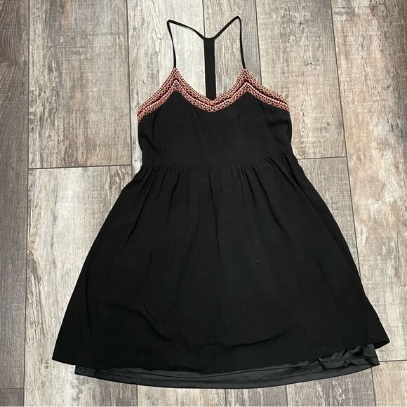 Dina Be Black V-neck Dress Spaghetti Straps Racerback Beaded Size Medium - Picture 11 of 14